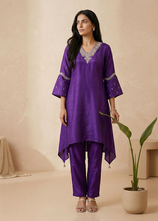 Purple Vidhya Crepe Co-Ord set