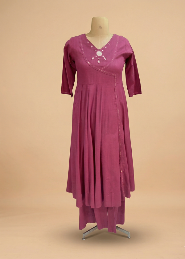 Magenta Ami Flex cotton Anarkali Kurta set