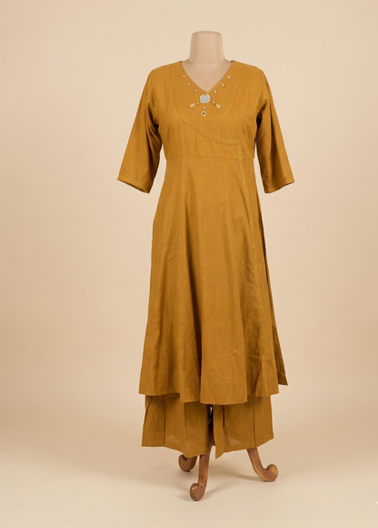 Mustard Ami Flex cotton Anarkali Kurta set