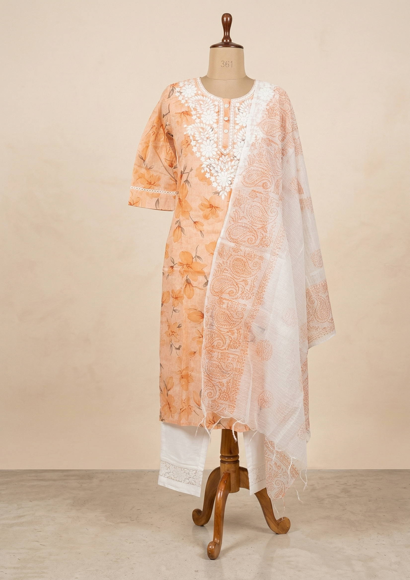 Women Orange Vini Cotton Ethnic Suit Set for Daily and Festive Wear
