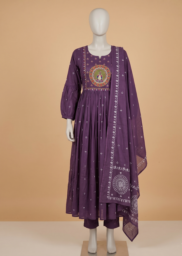 Purple Ziba A Line Cotton Suit set