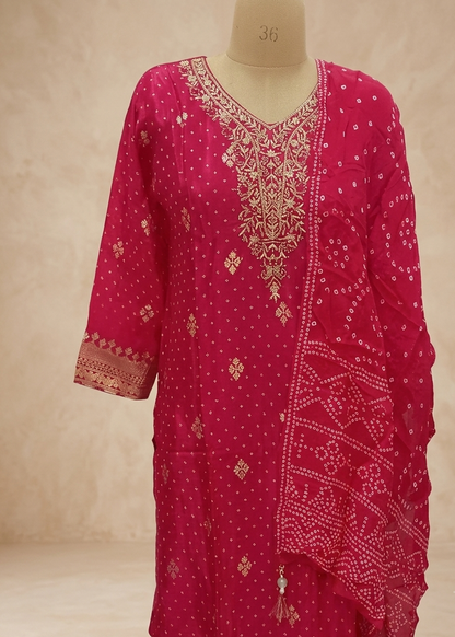 Magenta Monal Suit Set With Dupatta