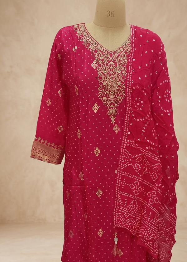 Magenta Monal Suit Set With Dupatta