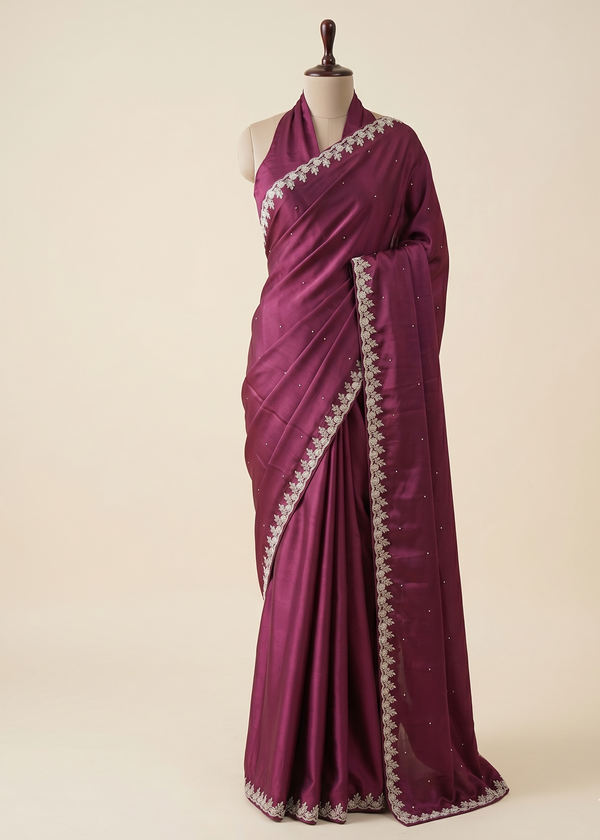 Anjali Wine crepe Saree
