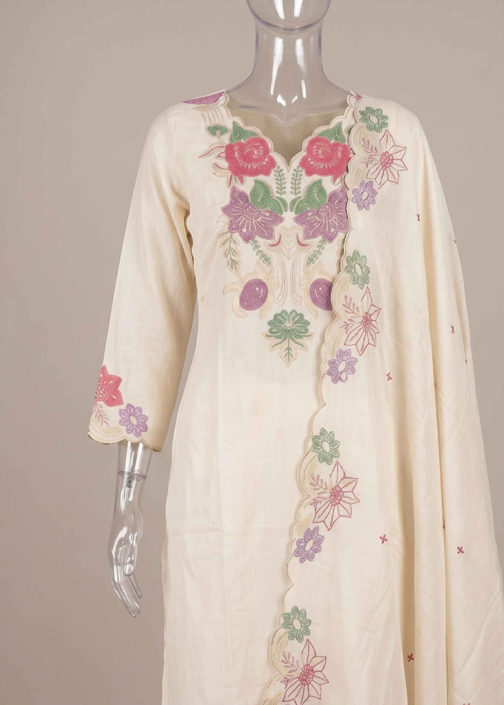 Premium Off White Trusha Cotton Suit Set designed for festive, office and daily ethnic wear