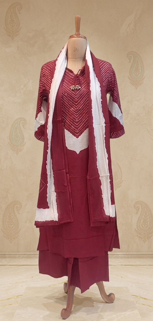 Red Bandini Cotton Suit set   - Best seller