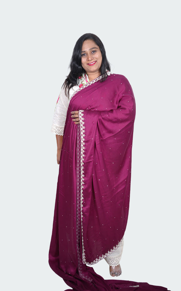 Anjali Wine crepe Saree