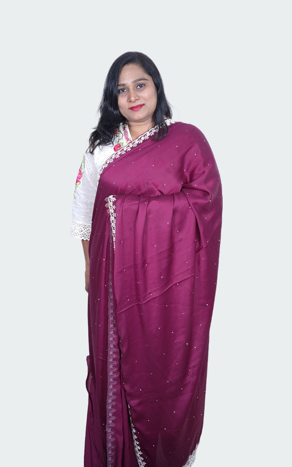 Anjali Wine crepe Saree