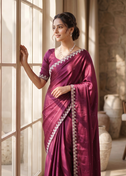 Anjali Wine crepe Saree