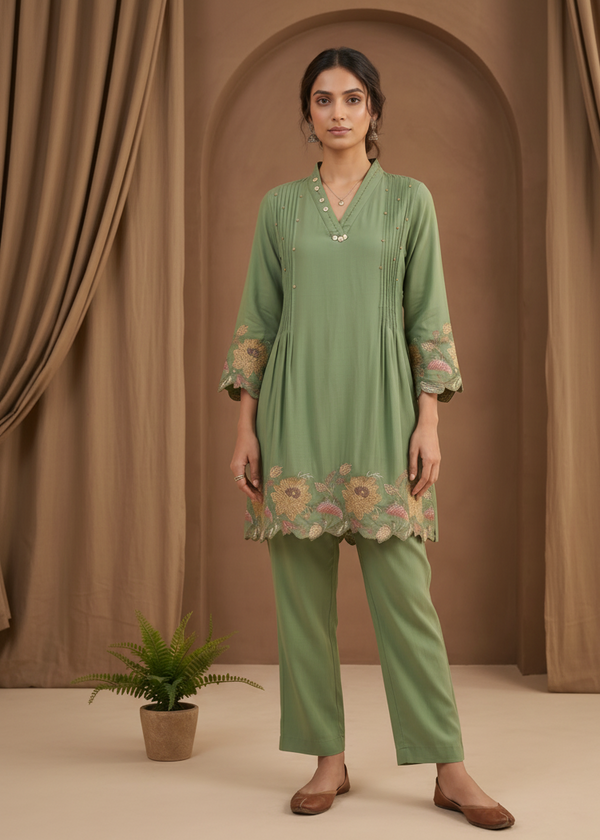 Stylish green matching co-ord set for women