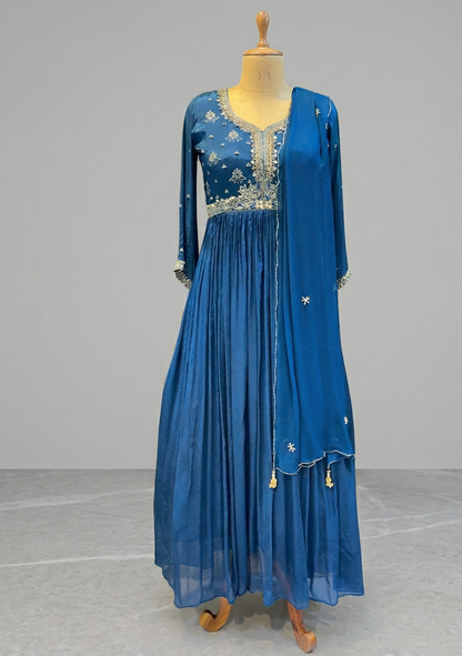 Peacock Blue Usha Gown